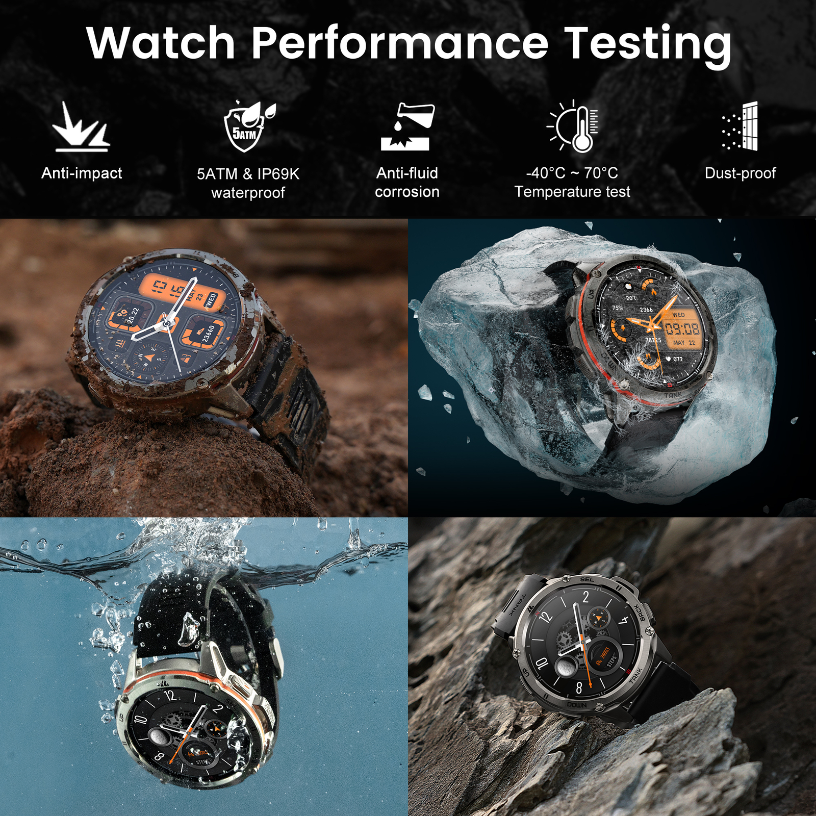 KOSPET TANK T3 Ultra GPS Men Smart Watch 60 Days Long Battery for Android IOS