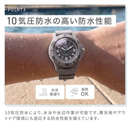 Citizen Q&Q E02A-001VK Solar Watch 10ATM Analog Sports Black Urethane Strap