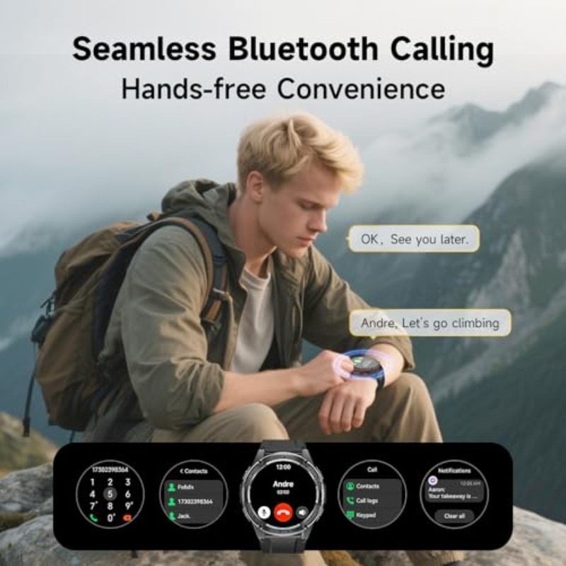 Smart Watch with Built-in GPS, 1.43″ AMOLED Rugged Smart Watch for Men, 100+ Spo