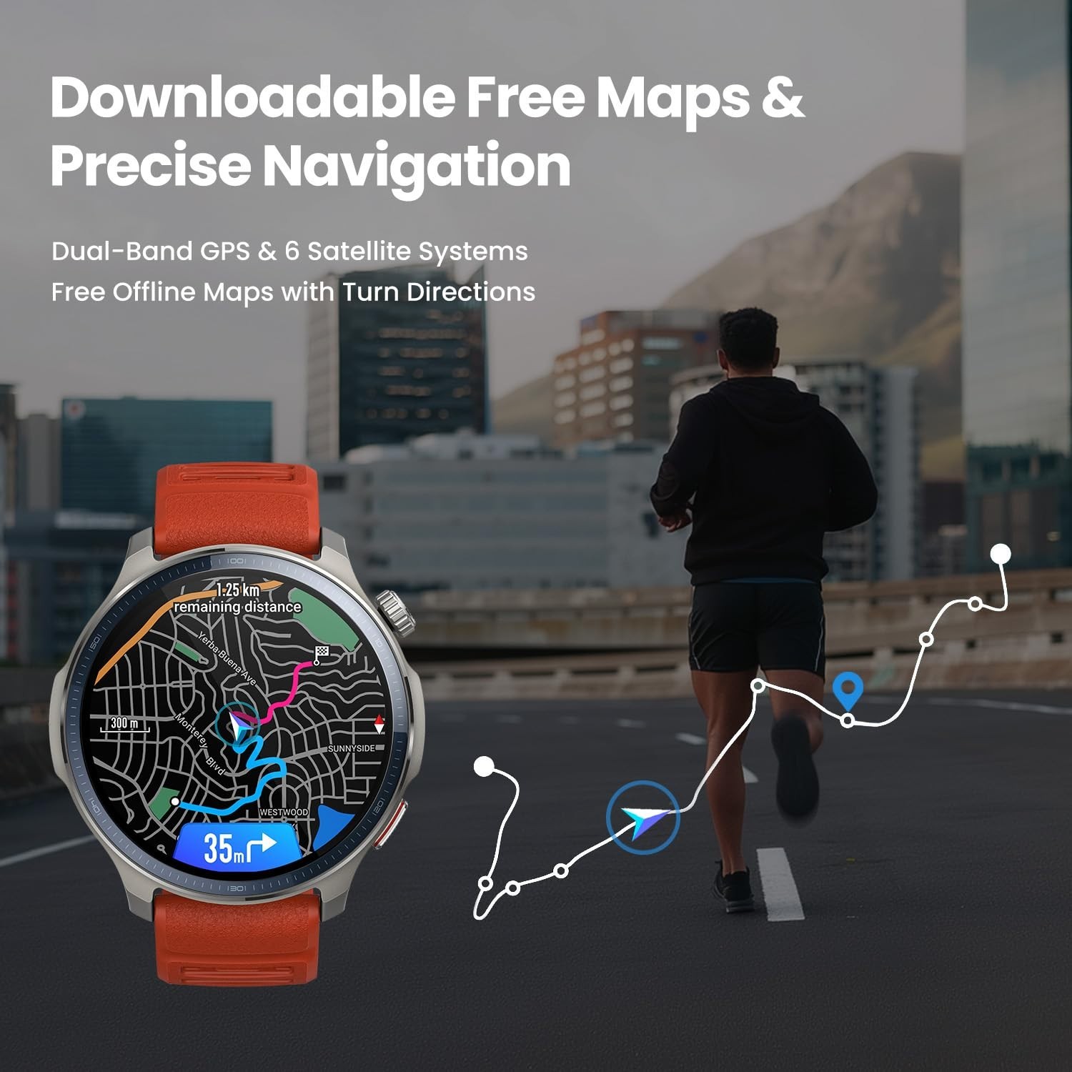 Amazfit 47mm Balance 2 AMOLED Smart Watch Dual Band GPS 21-Day Battery (Black)
