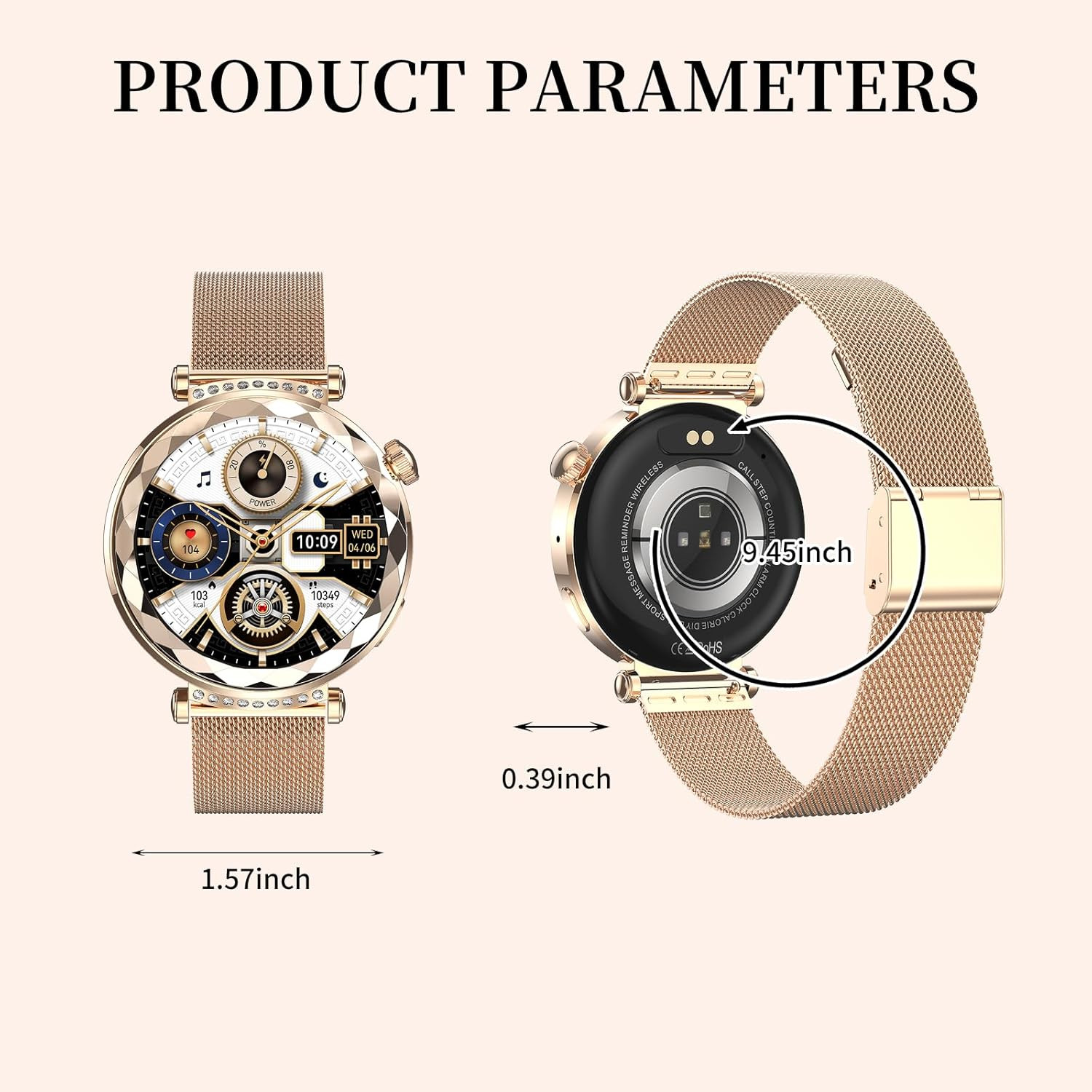 Smart Watch for Women, Fitness Tracker for Android/Ios, 1.19″ AMOLED Screen Smar