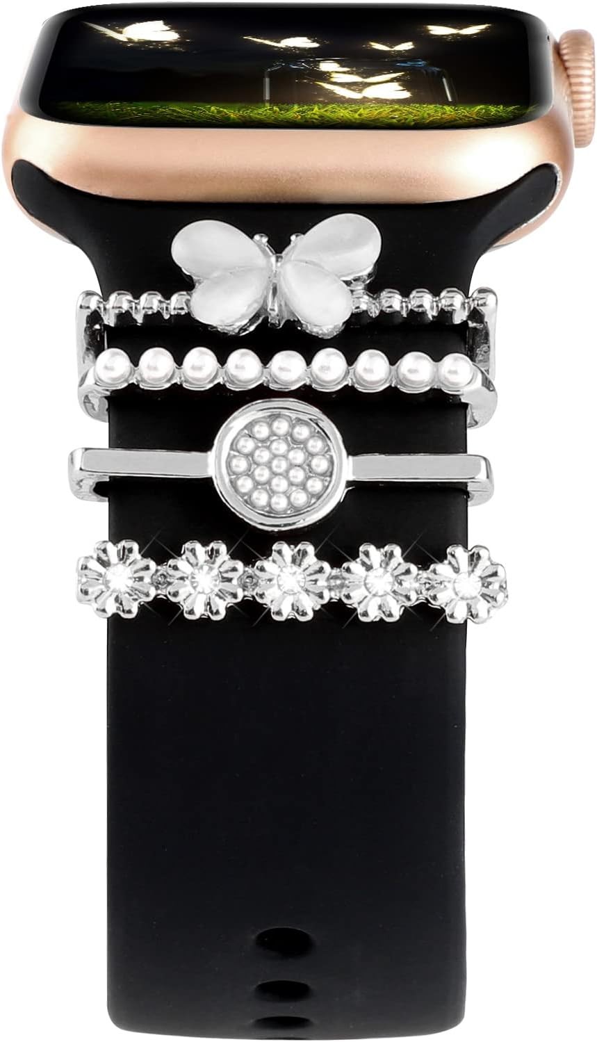 Metal Charm Band for Apple Watch Series 8 40mm 44mm – Decorative Accessories