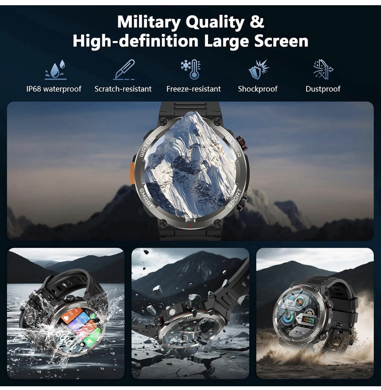 Military Smart Watch Outdoor Sports W50 Pro Fitness Tracker for Men Women