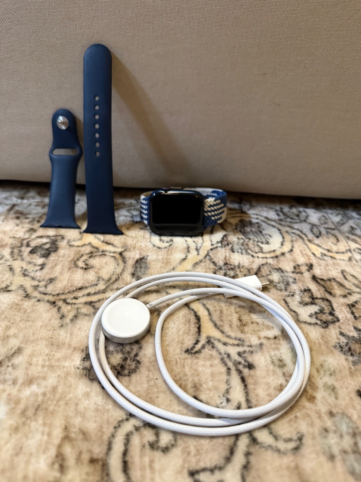 Apple Watch Series 6 44mm Blue Aluminum Case with Black Sport Band (A2292)