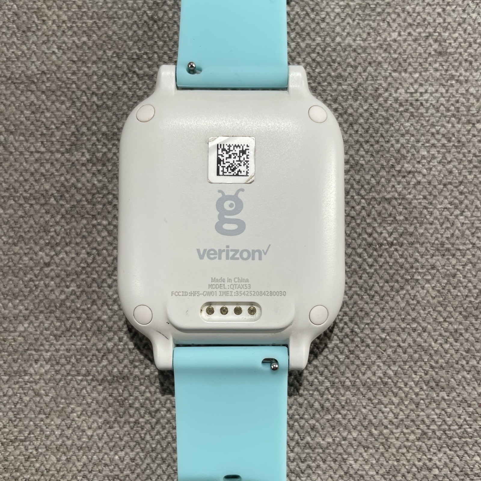 Gizmo Watch QTAX53 Kids Verizon Smartwatch Blue Band White Tested For Power