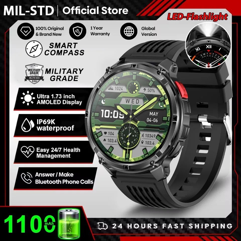 T-Rex 3 GPS Smart Watch (10ATM Waterproof, Built-In GNSS, Compass, Military)