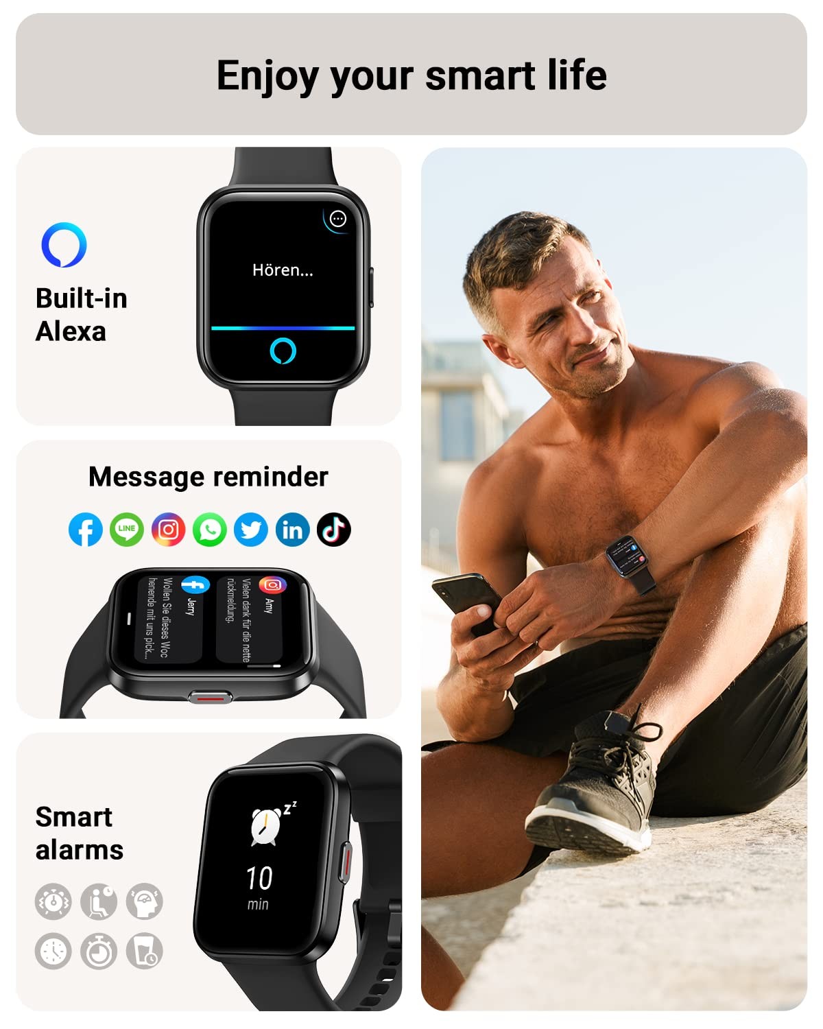 Smart Watch for Men/Women Android & iPhone, Alexa Built-in, 1.8″ Touch Screen…