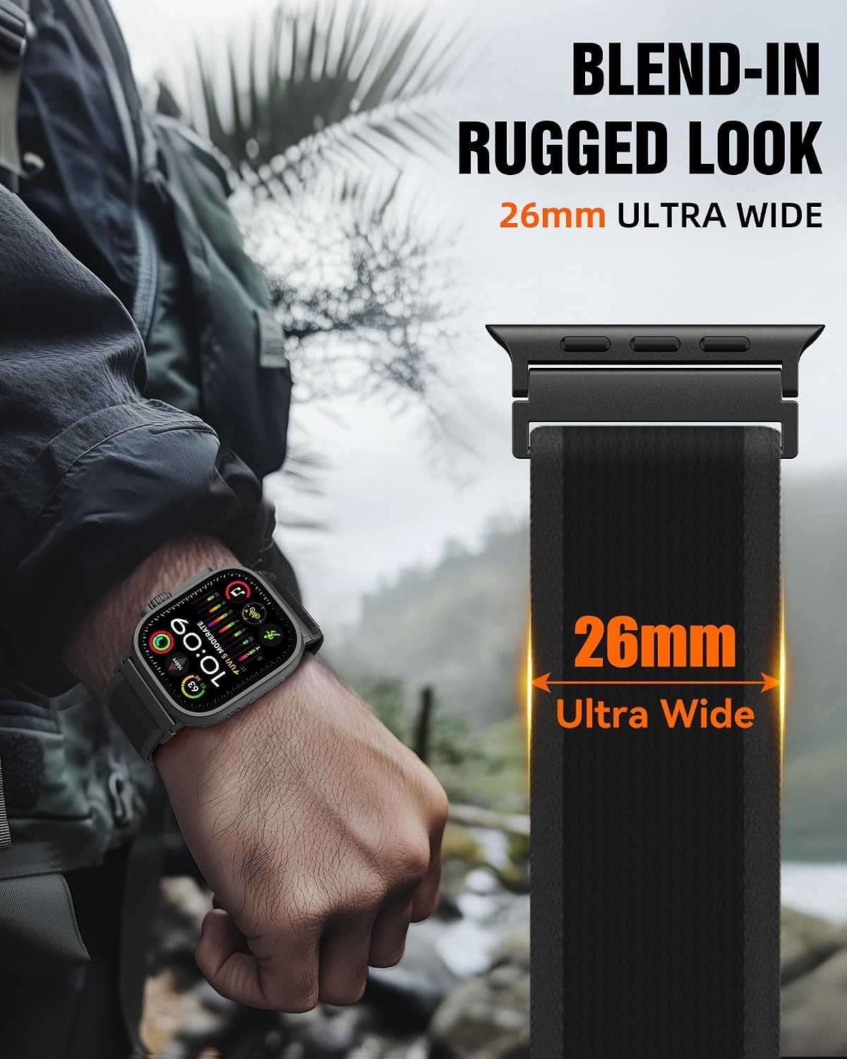 Nylon Sport Strap Compatible with Apple Watch Ultra 49mm, Rugged Breathable