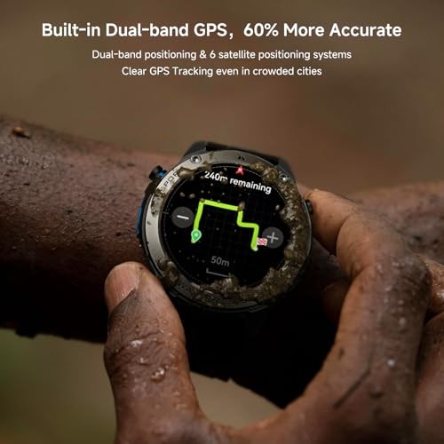GPS Smart Watch for Men Military Rugged Smartwatches,Compass,50M Black
