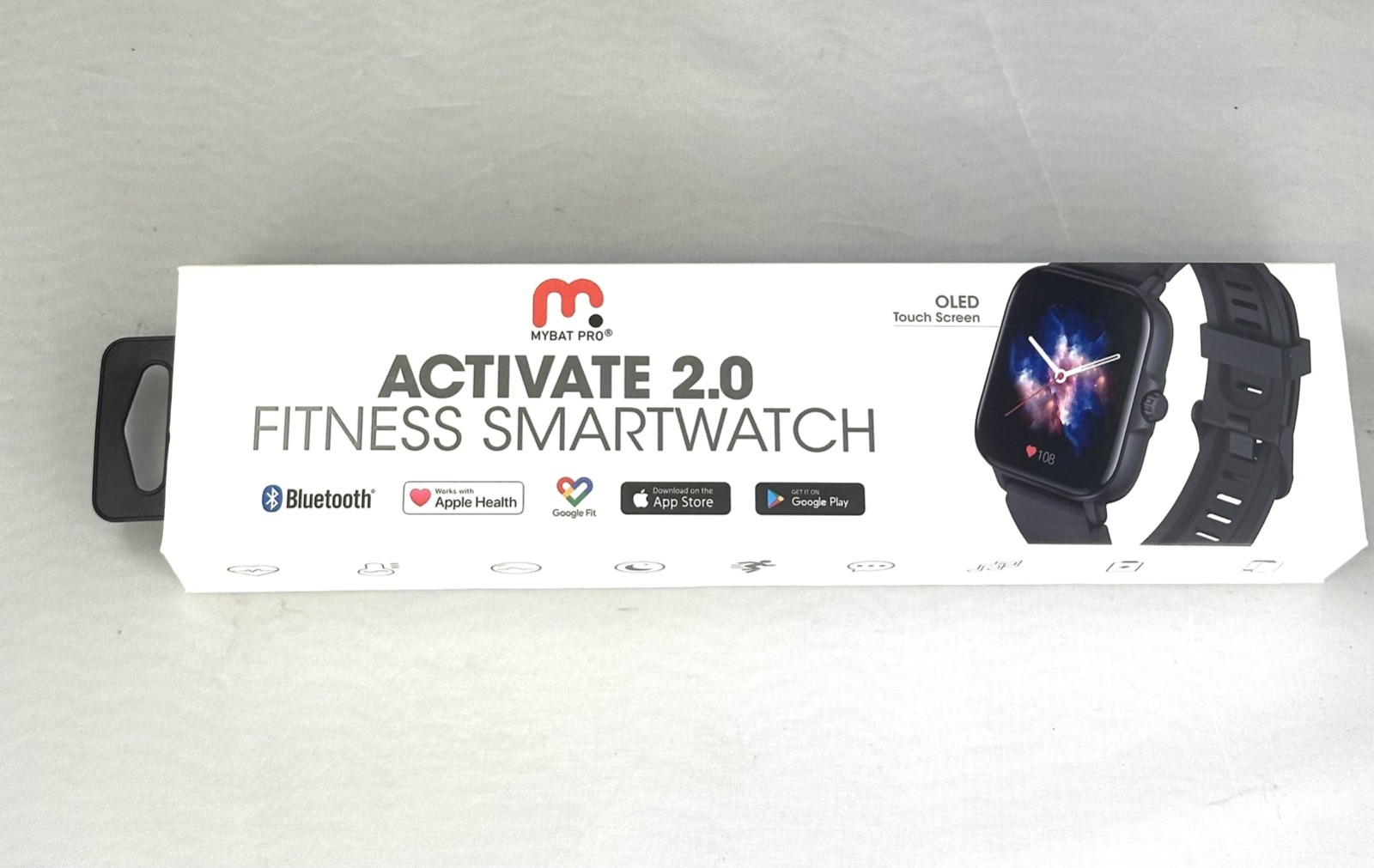 MyBat Pro Activate 2.0 Fitness Smartwatch OLED Touch Screen Brand New