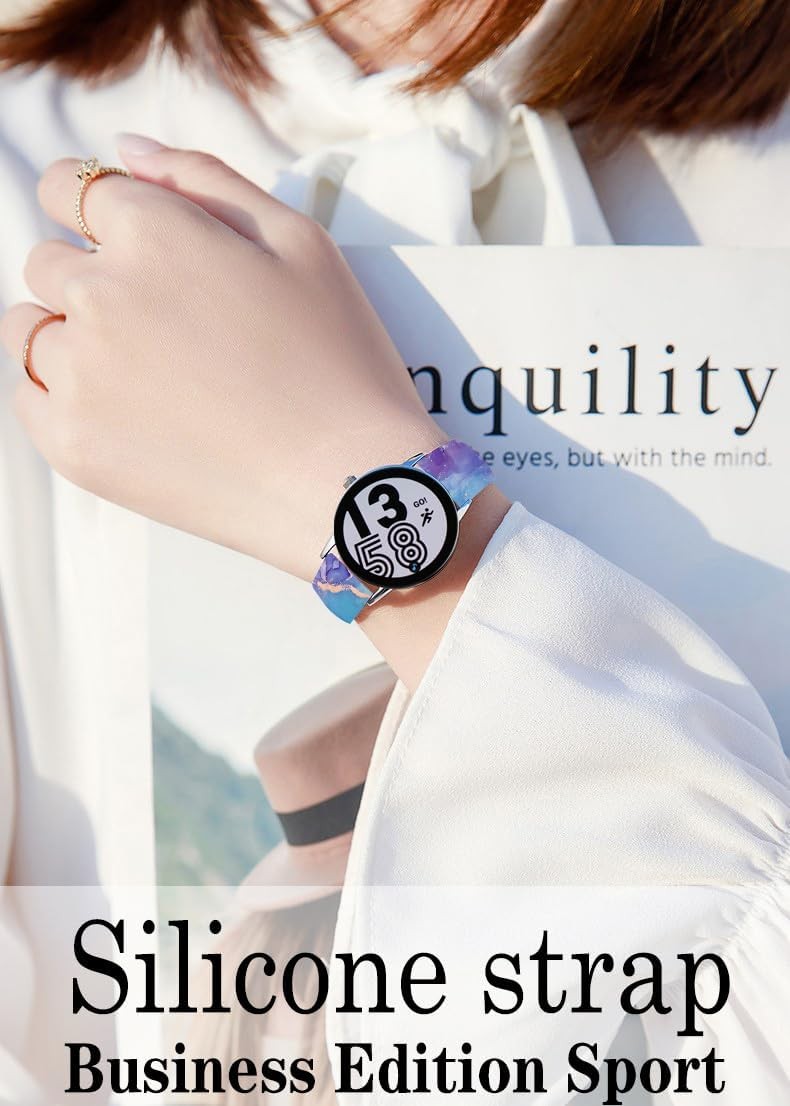 20mm Silicone Sport Bands in Purple Gold Marble for Galaxy Watch 6/5 40mm/44mm