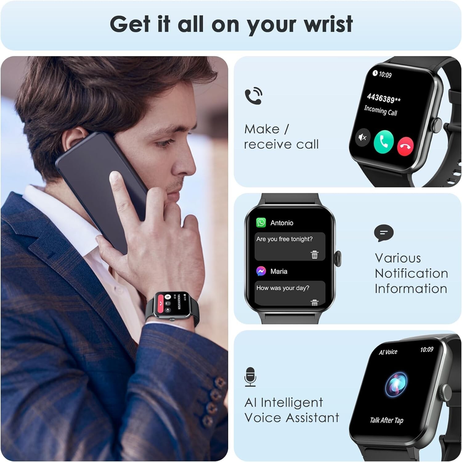 Smart Watch For Men/Women Waterproof Smartwatch Bluetooth iPhone Samsung