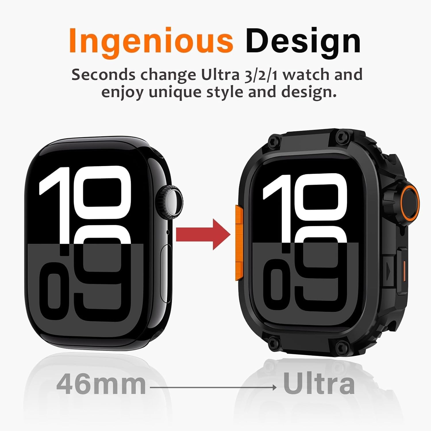 Metal Armor Case 2 in 1 for Apple Watch Series 11 46mm Rugged Military Protectio