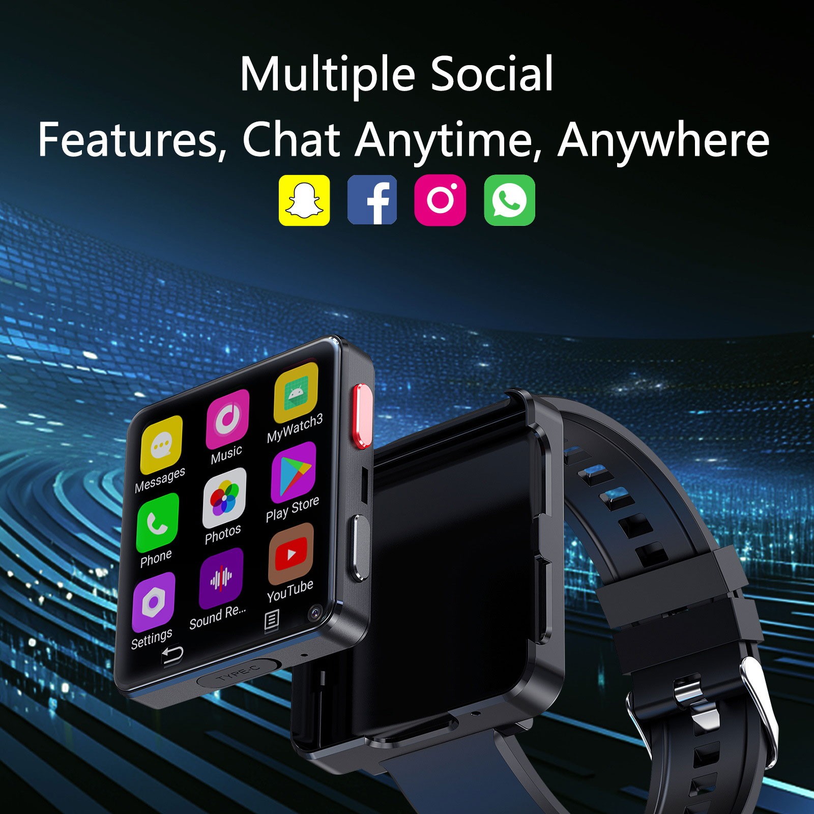 New S998 4G Smart Watch Android 11.0 OS 2.64inch Screen Heart Rate Sleep MonitnP
