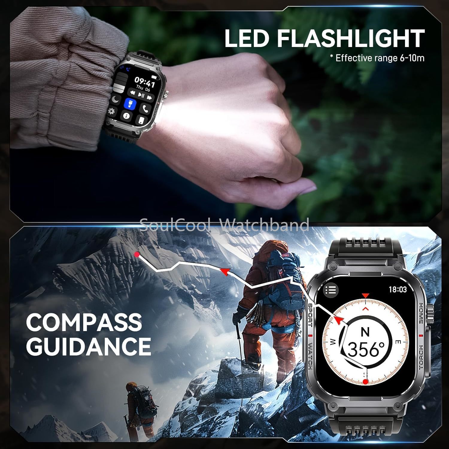 Military Smart Watch for Men (Call Receive/Dial) Rugged Tactical Fitness Tracker