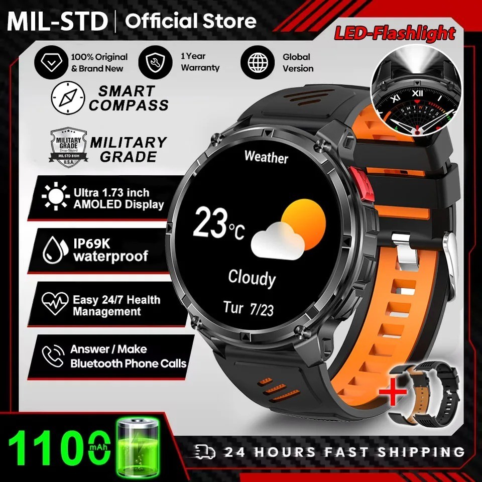 T-Rex 3 GPS Smart Watch (10ATM Waterproof, Built-In GNSS, Compass, Military)