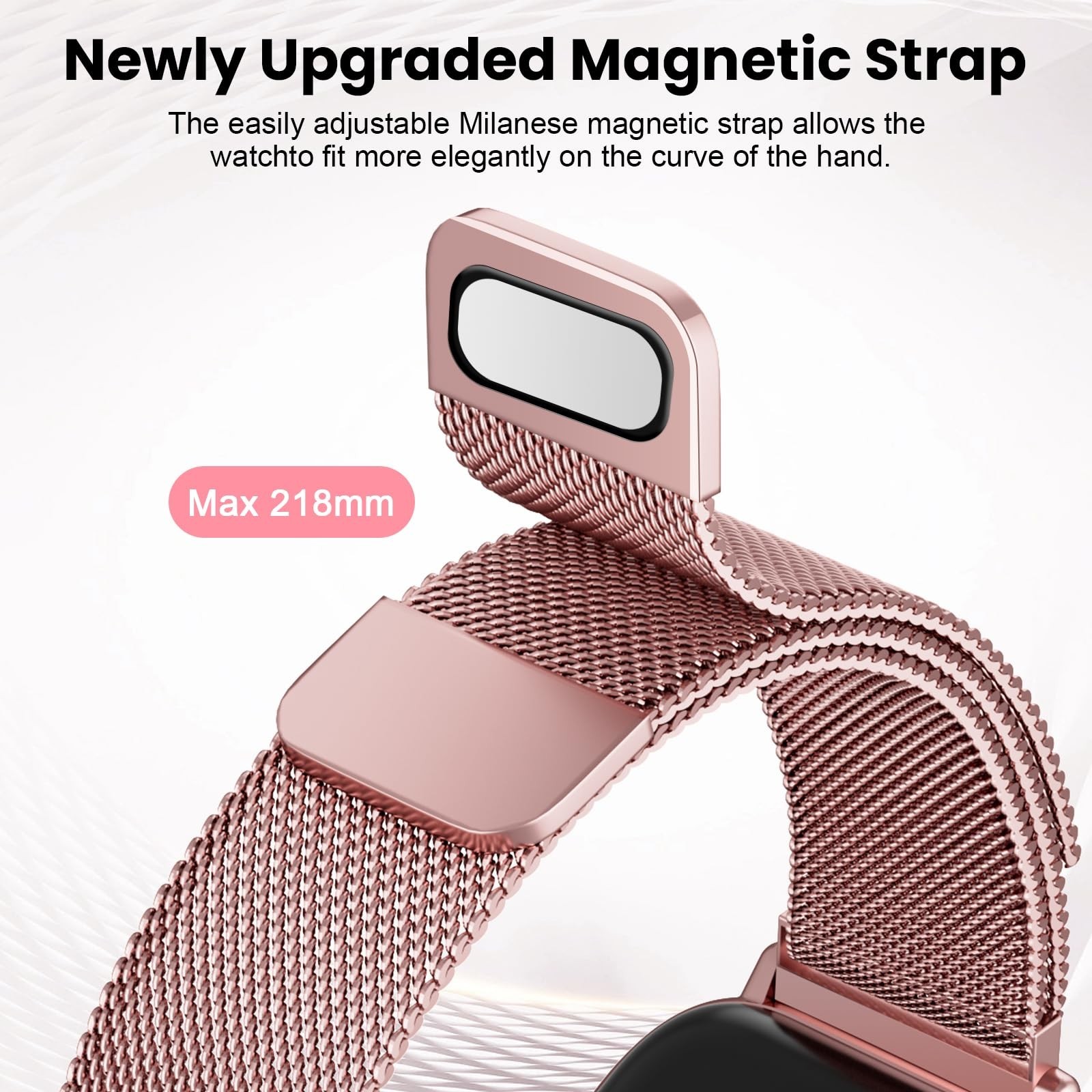 Loekneue Smartwatch Women 1.83″ Pink Gold Fitness Call Message Heart Rate G93