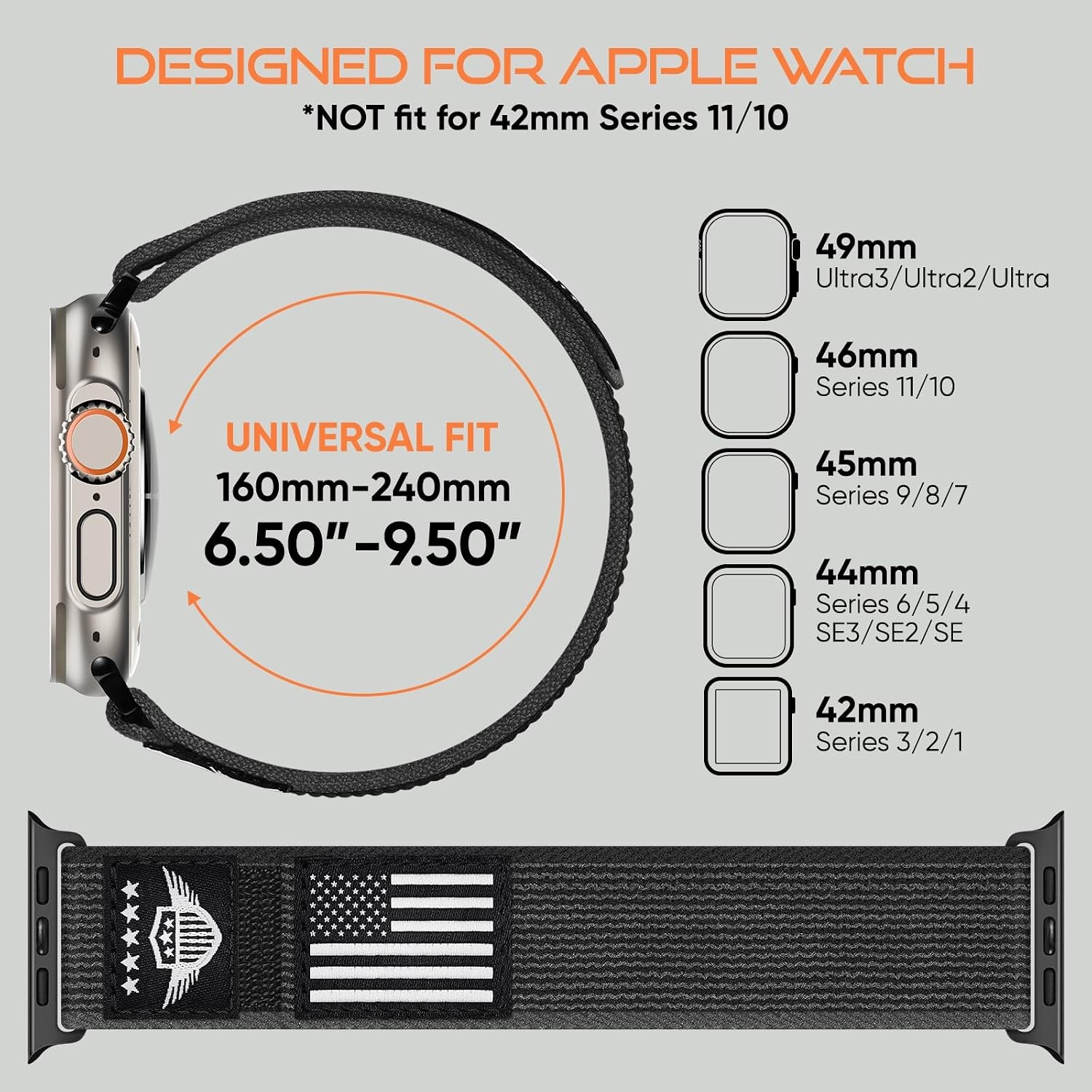 Nylon Strap Compatible with Apple Watch Ultra 49mm Soft Rugged Sport