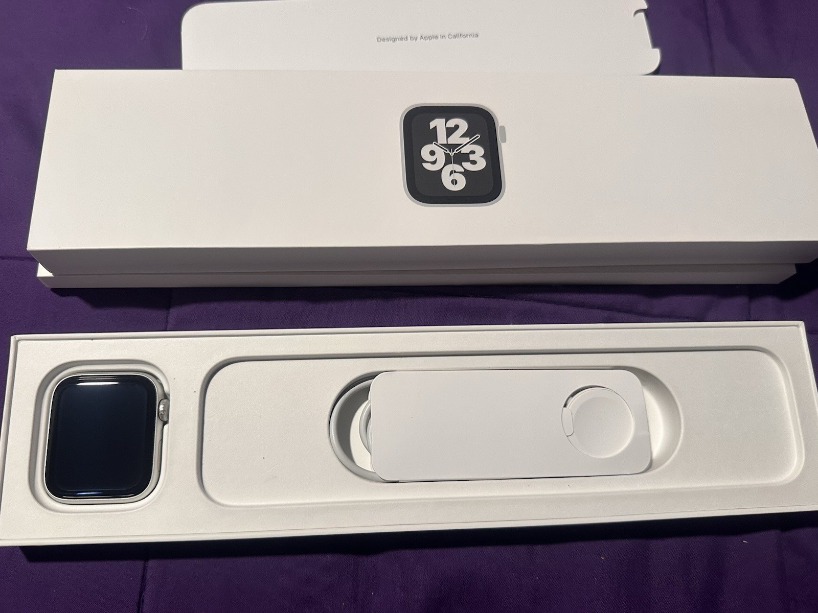 Apple Watch 44mm Silver Aluminum Case Blue Silicone Band GPS Water-Resistant