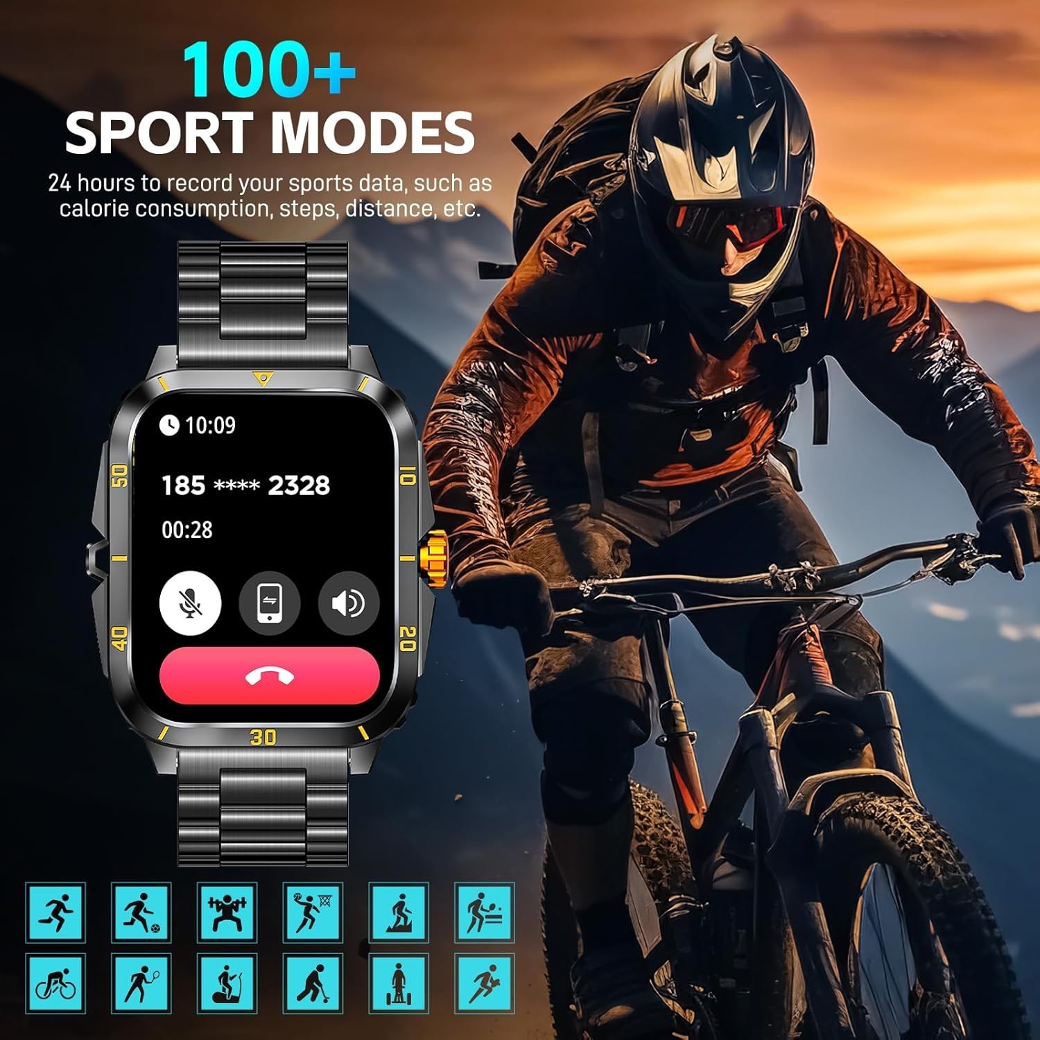 Military Smart Watches for Men Women Health Monitor Waterproof Phone CALL