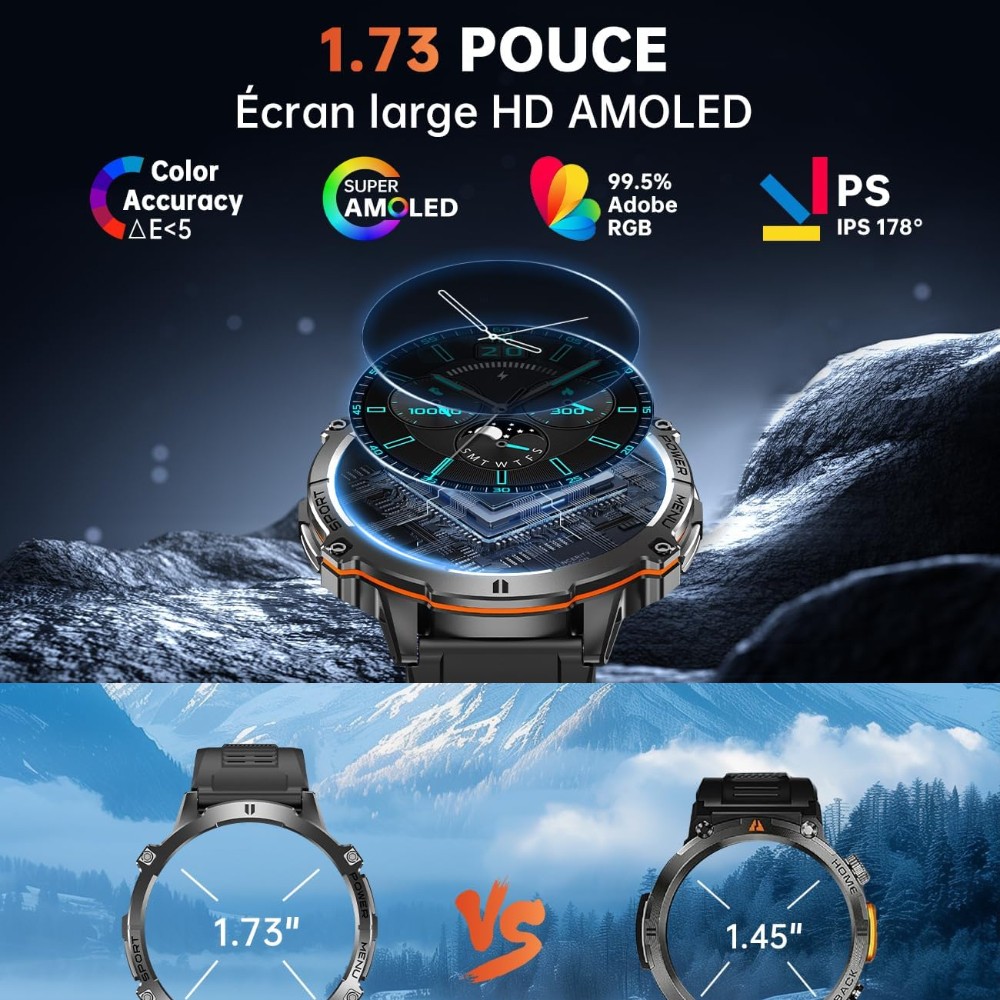 1.73″ Military Smart Watch For Men (Answer/Make Call) Outdoor Smartwatch 1000mAh
