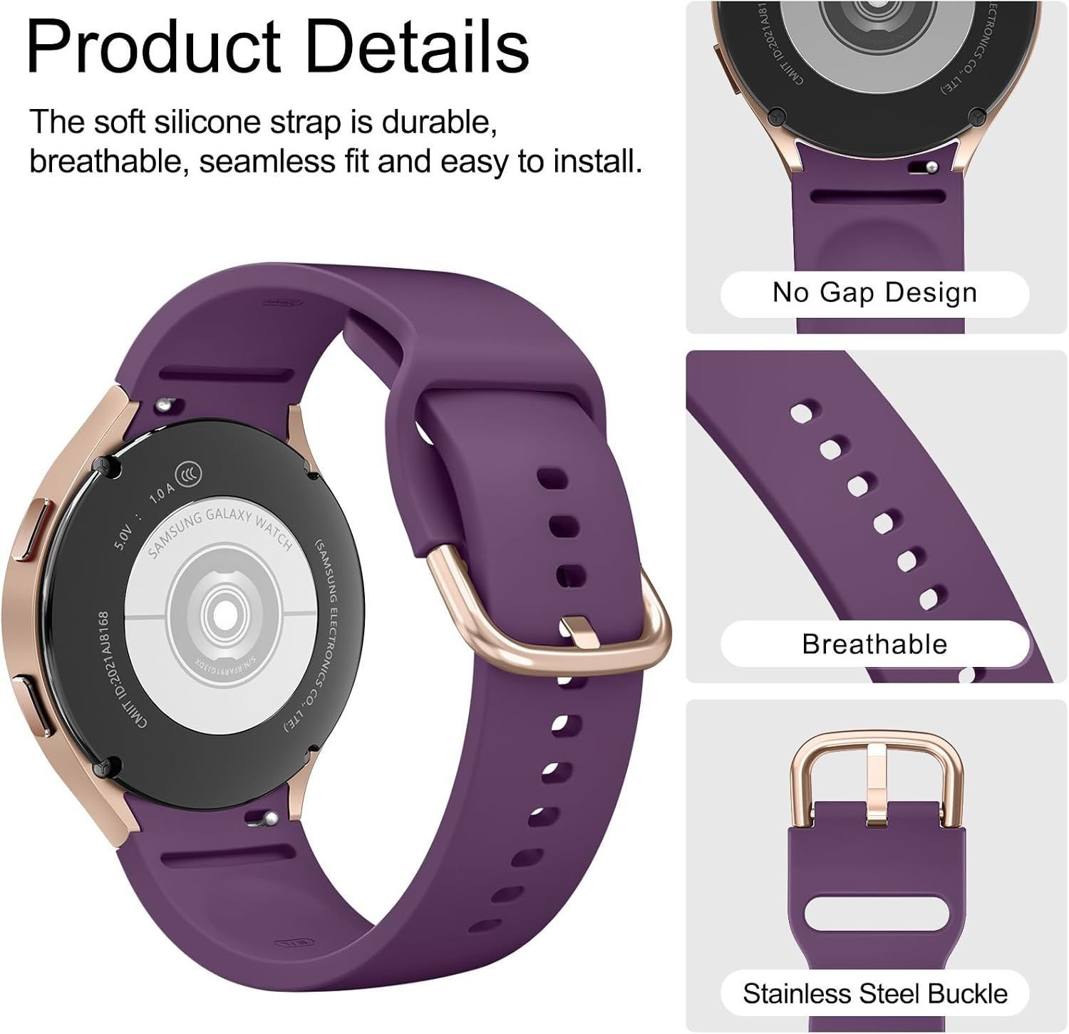 Soft Silicone Strap Compatible with Samsung Galaxy Watch 7 44mm