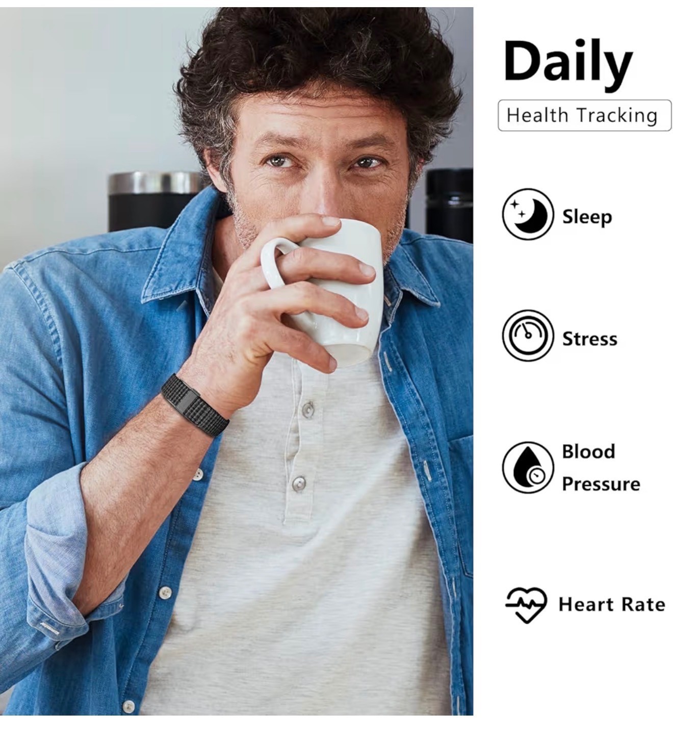 IAMJOY Smart Health Wristband, Wearable Activity & Fitness Tracker Black