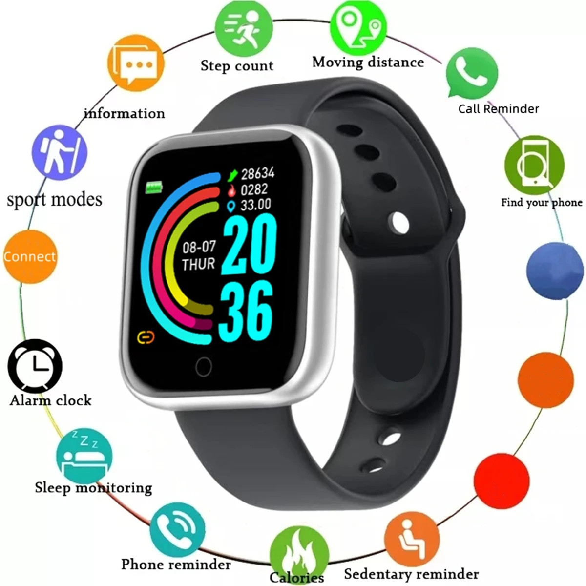 Smart Watch For Women Men Wristwatch Bluetooth Connected Phone Player Music