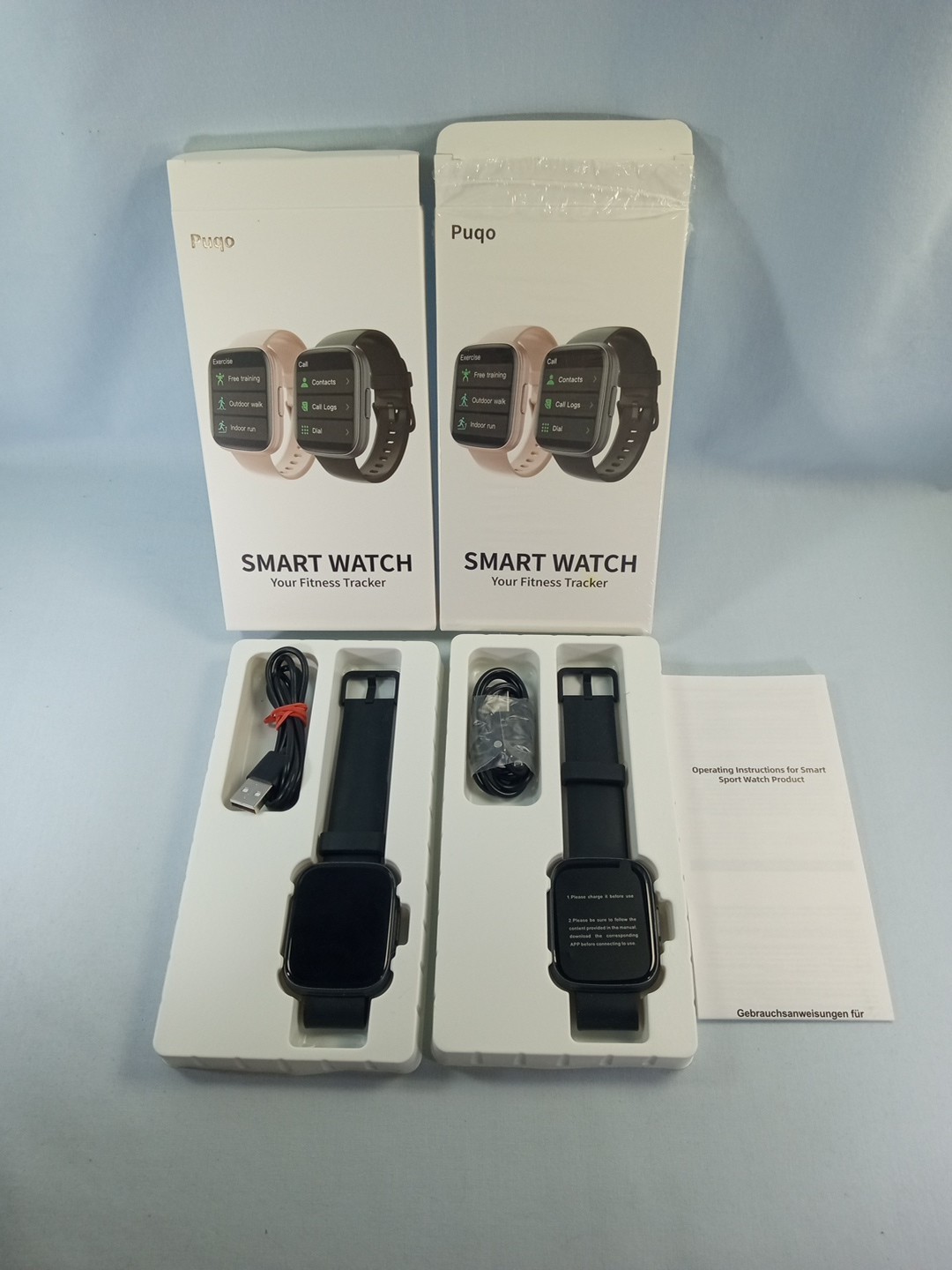 TWO Puqo Smart Watch T80 In Original Boxes & One Instructions & Two Chargers