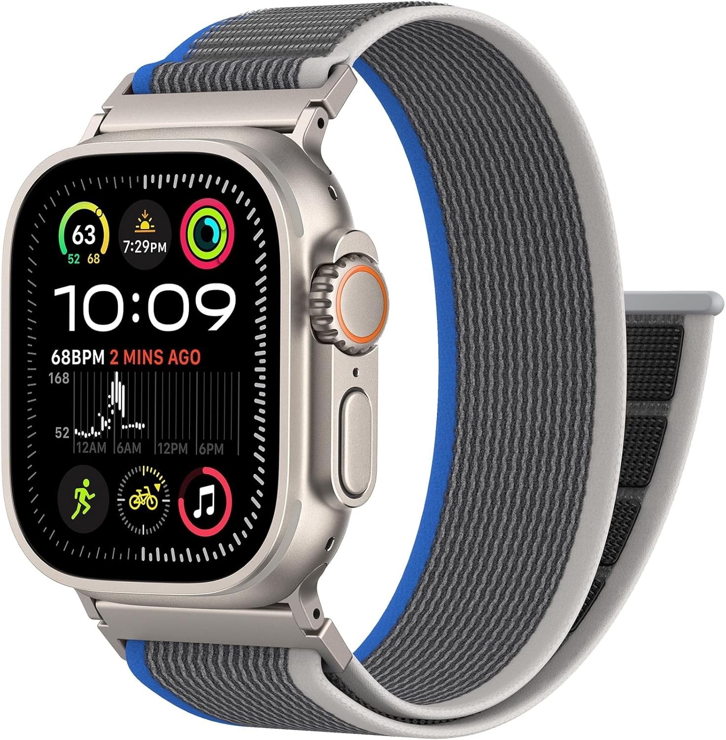 Nylon Sport Strap Compatible with Apple Watch Ultra 49mm, Rugged Adjustable