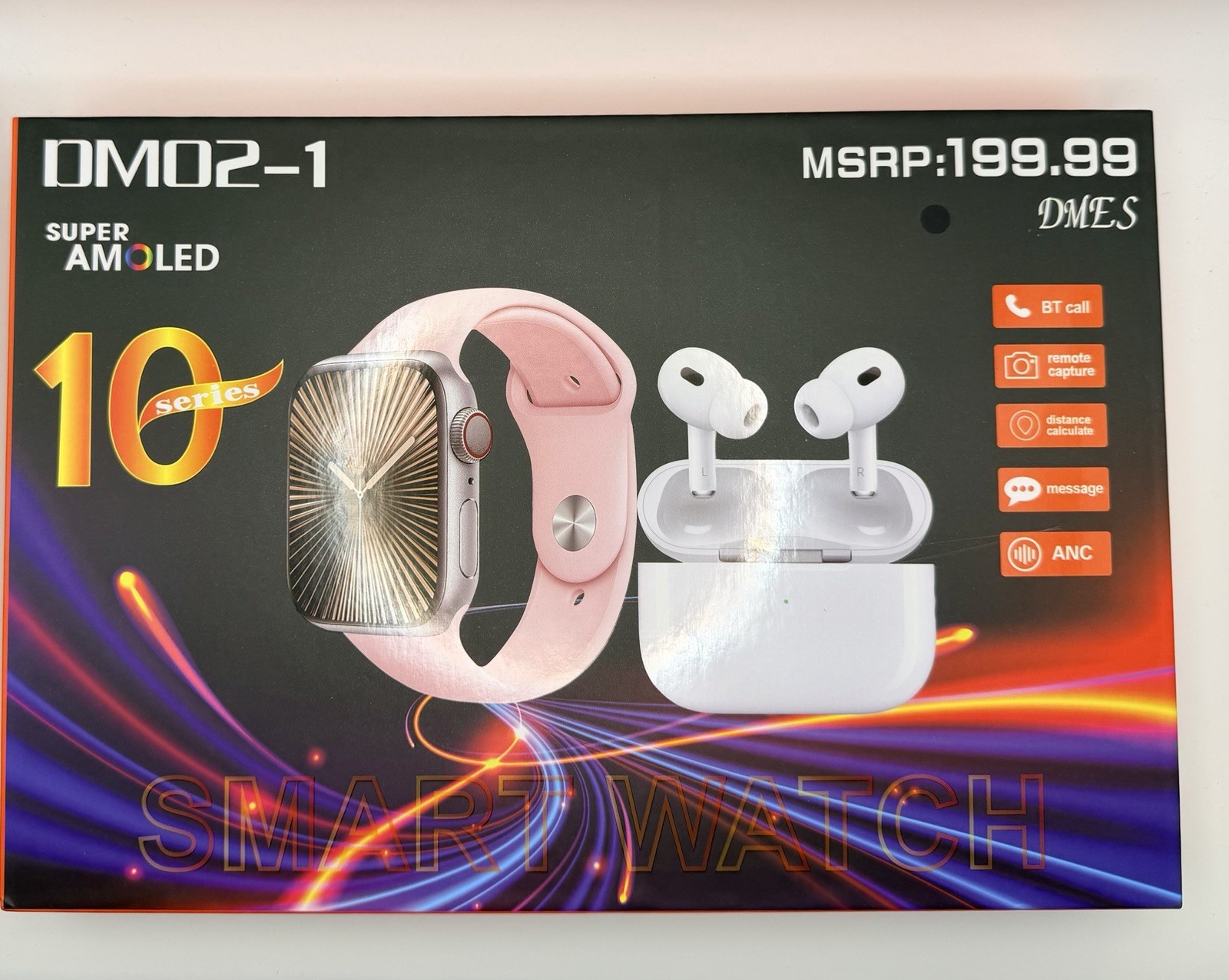 Smartwatch And ANC Earbuds Combo With Multicolor Band Bundle And Chargers