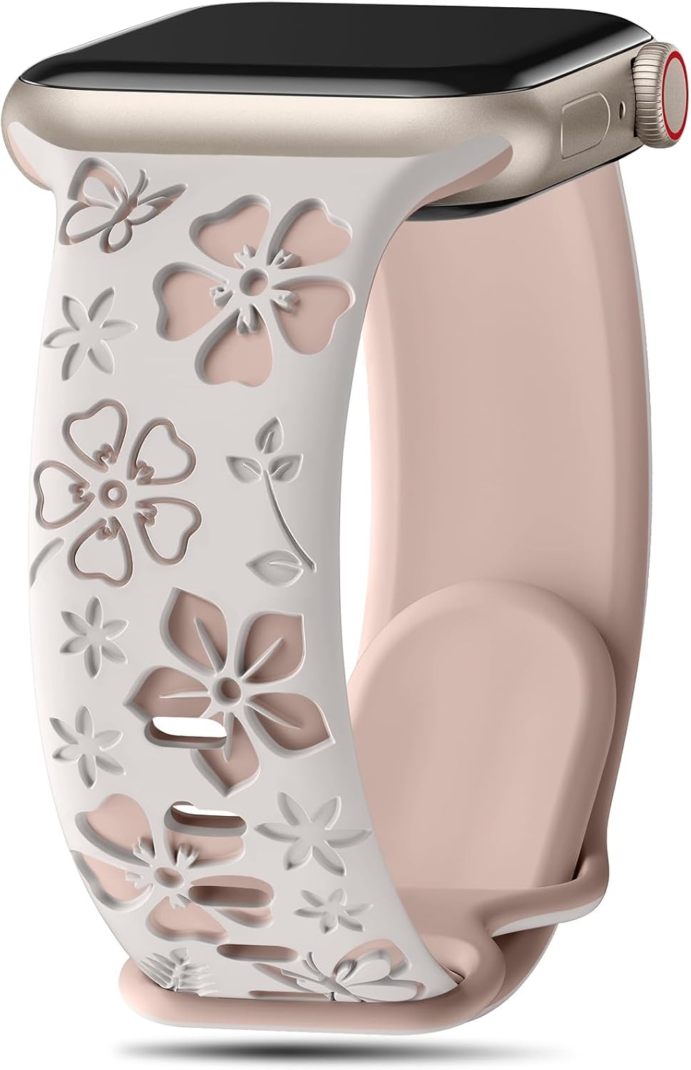 Soft Silicone Floral Engraved Band for Apple Watch 38mm 40mm 41mm 44mm 45mm
