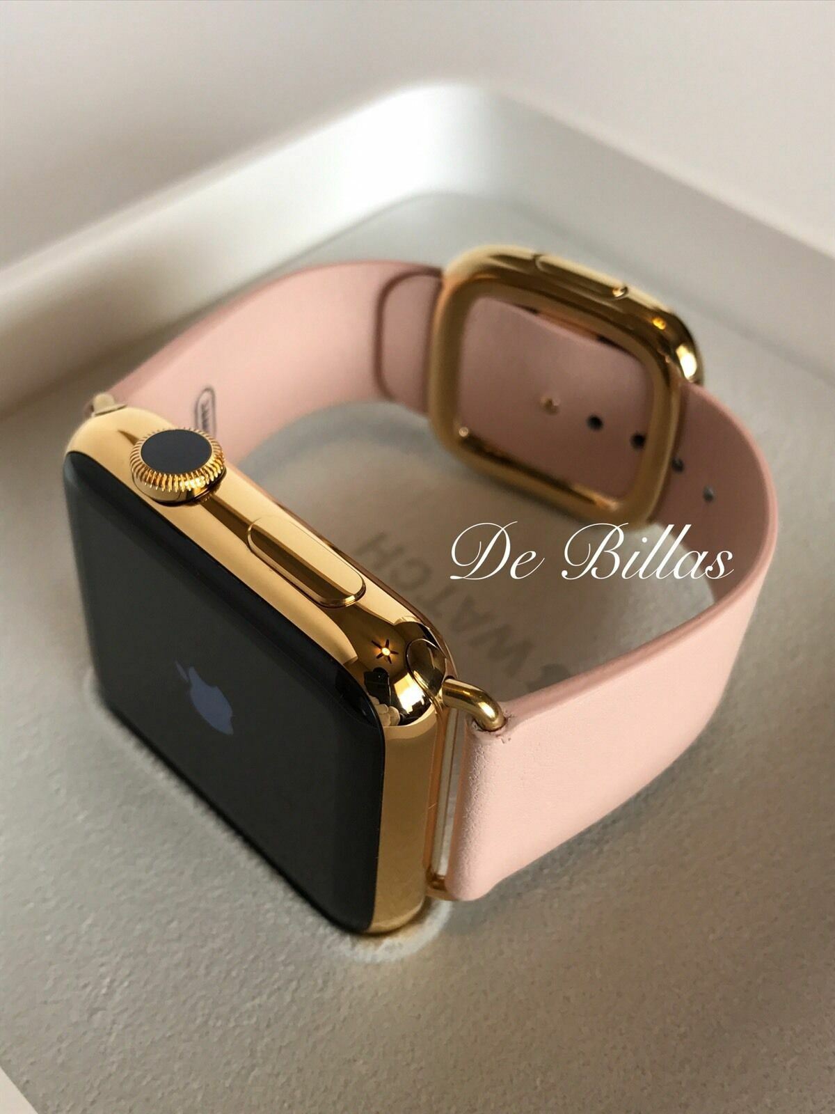 24K Gold Plated 42MM Apple Watch SERIES 2 ROSE Modern Leather Buckle Small/M