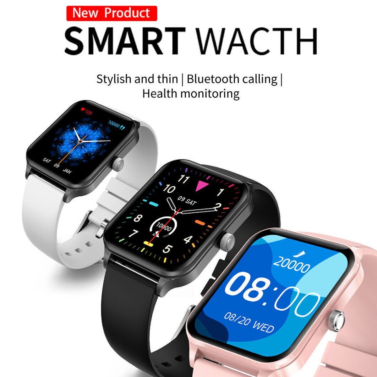 Smart Watch 42mm Touchscreen Fitness Watch w/Heart Rate Monitor&SpO2 StepCounter