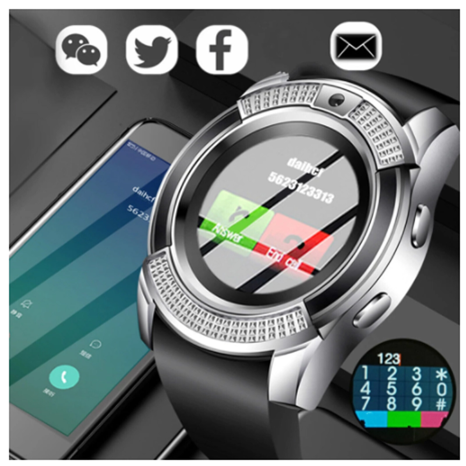 Smart Watch Bluetooth Wrist Watch Fitness Tracker Call Text For Android Phones