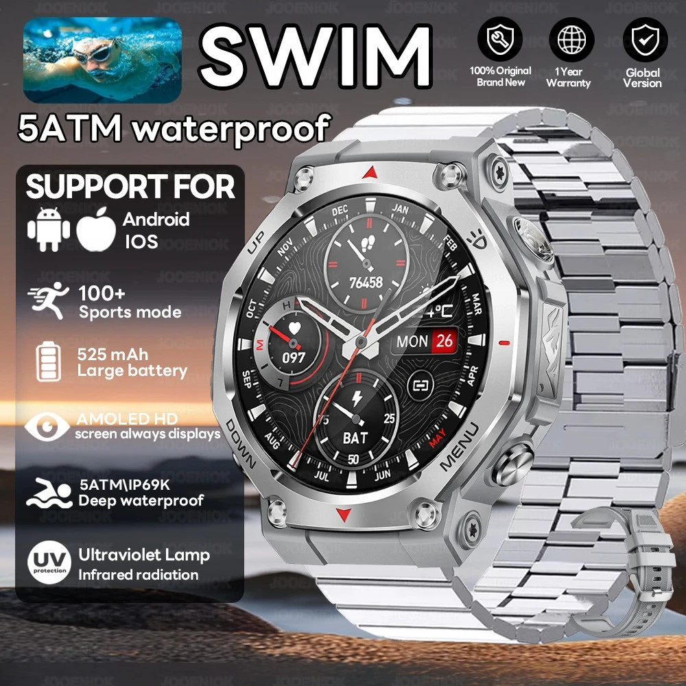 Military Smartwatch 1.43″ AMOLED GPS Bluetooth Call Waterproof Sports Watch