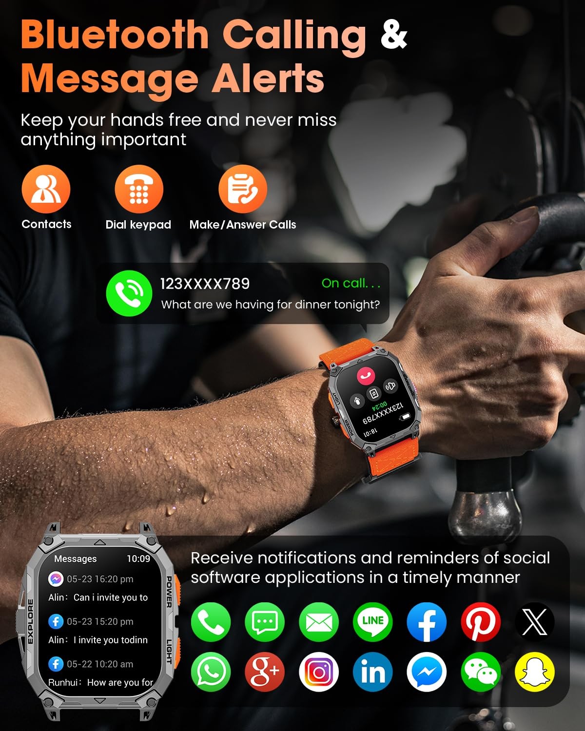 Military Smart Watches for Men, 2.01″ HD with 1000 mAh Battery/2 Straps/Answe…