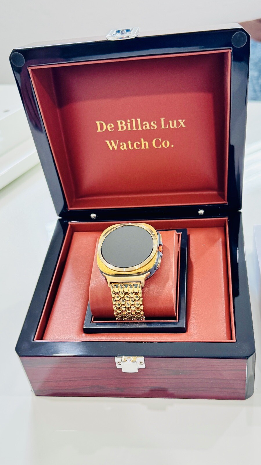 CUSTOM GOLD Samsung Galaxy Watch Ultra Black 47mm 24k Gold Plated Links Band
