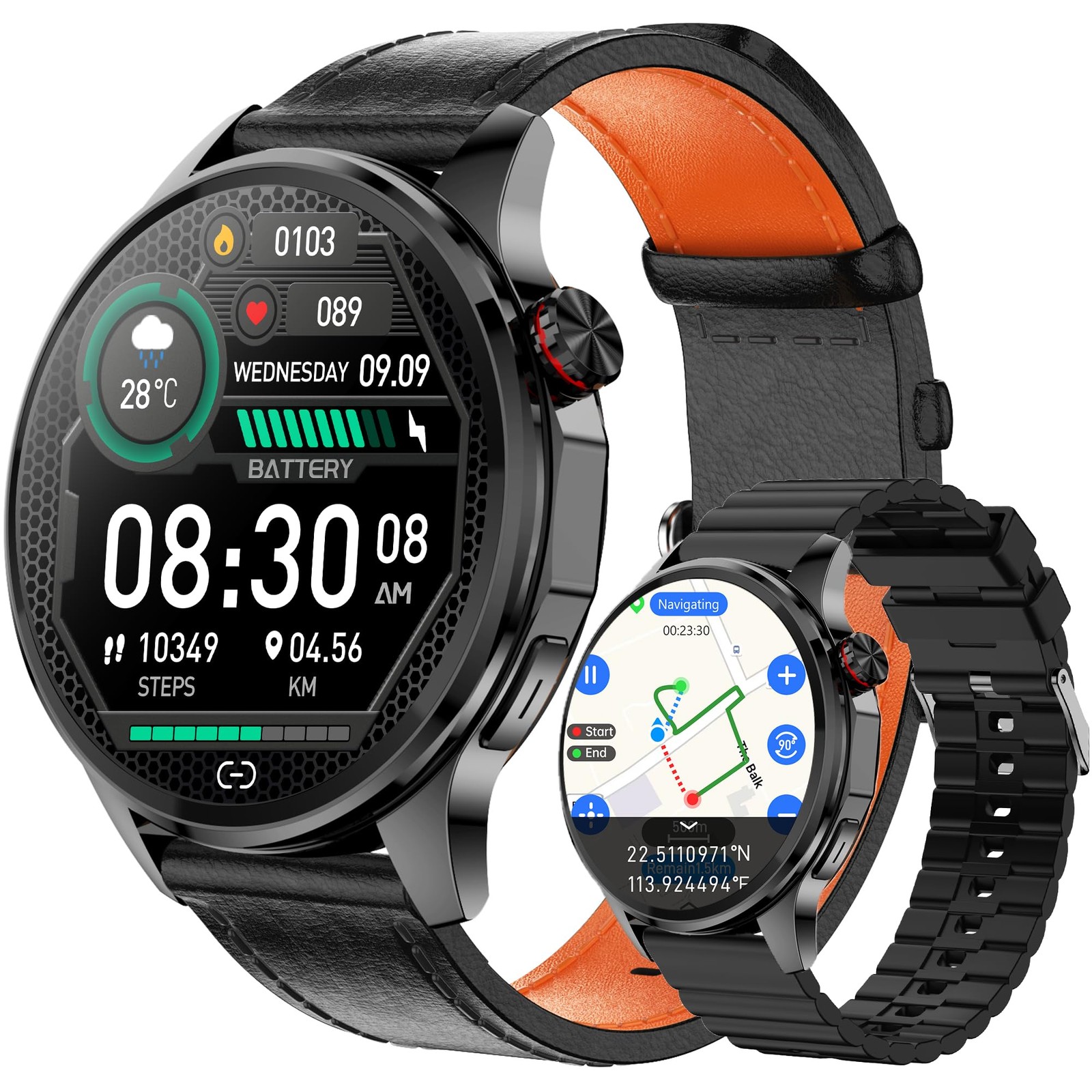 Smart Watch for Men with GPS Offline Maps, 1.46″AI Smartwatch, BT Call/Text R…