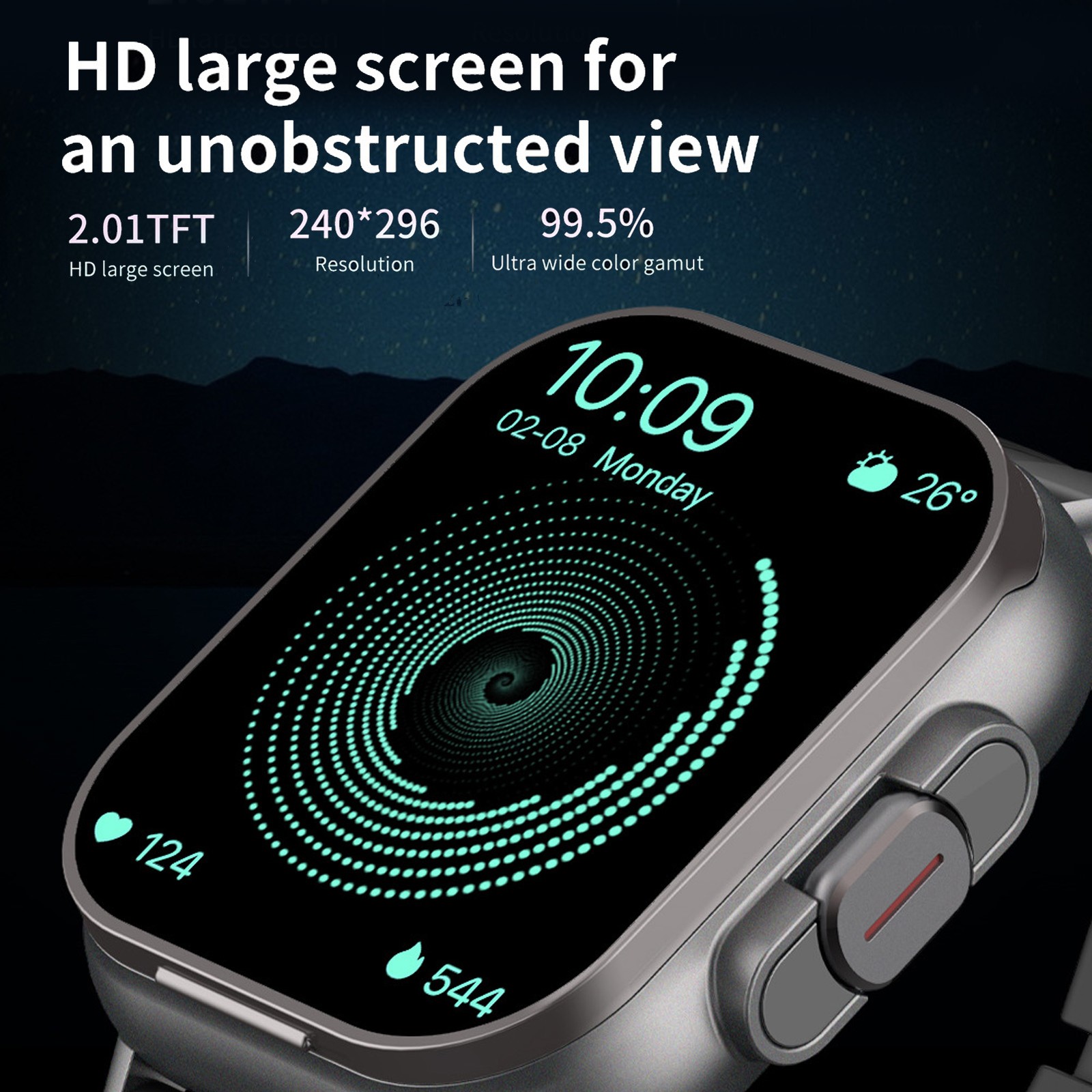 2 In 1 Smart Watch With Earbuds 2.01 Inch HD Touch Screen Bluetooth Call Fi XYJM