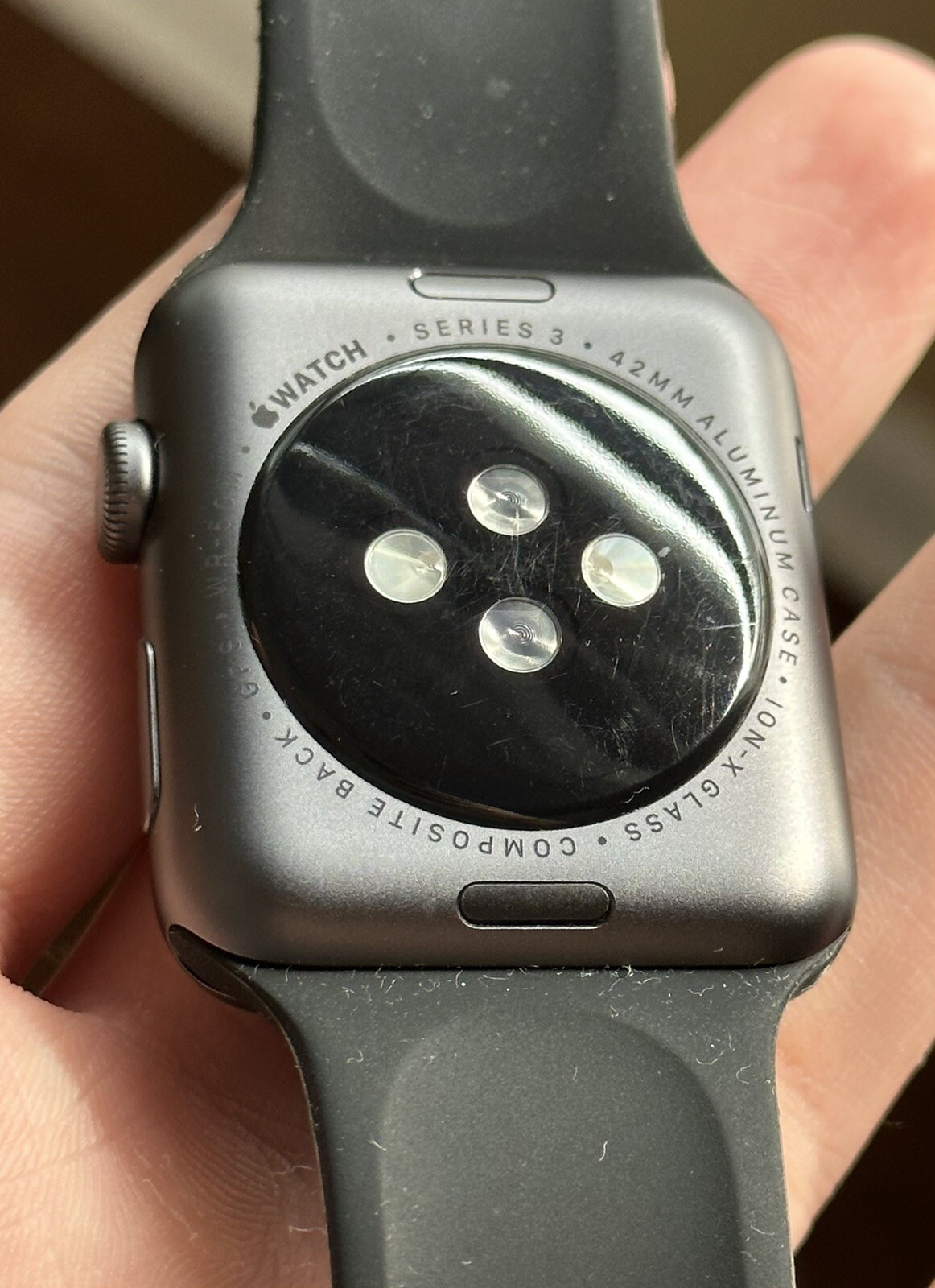 Apple Series 3 42mm Smartwatch – Space Gray Aluminum Case/Aftermarket Black Band