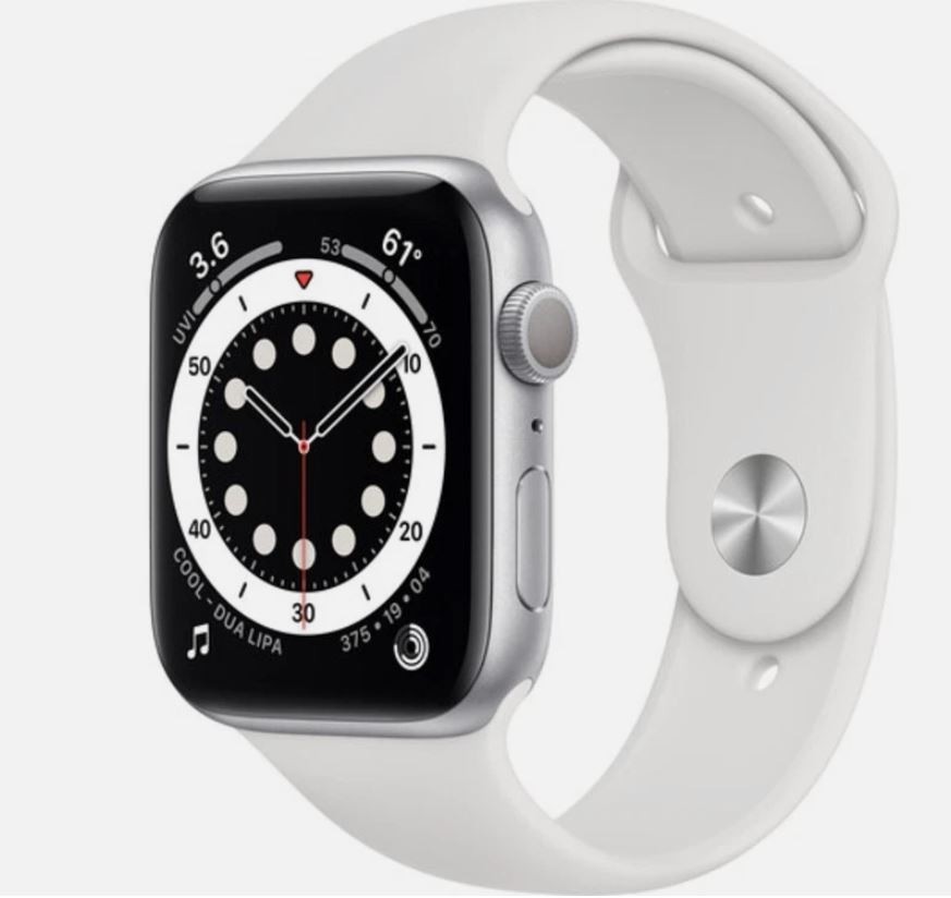 Apple Watch Series 6 A2292 44mm Silver Aluminum Case/White Sport Band M00D3LL/A