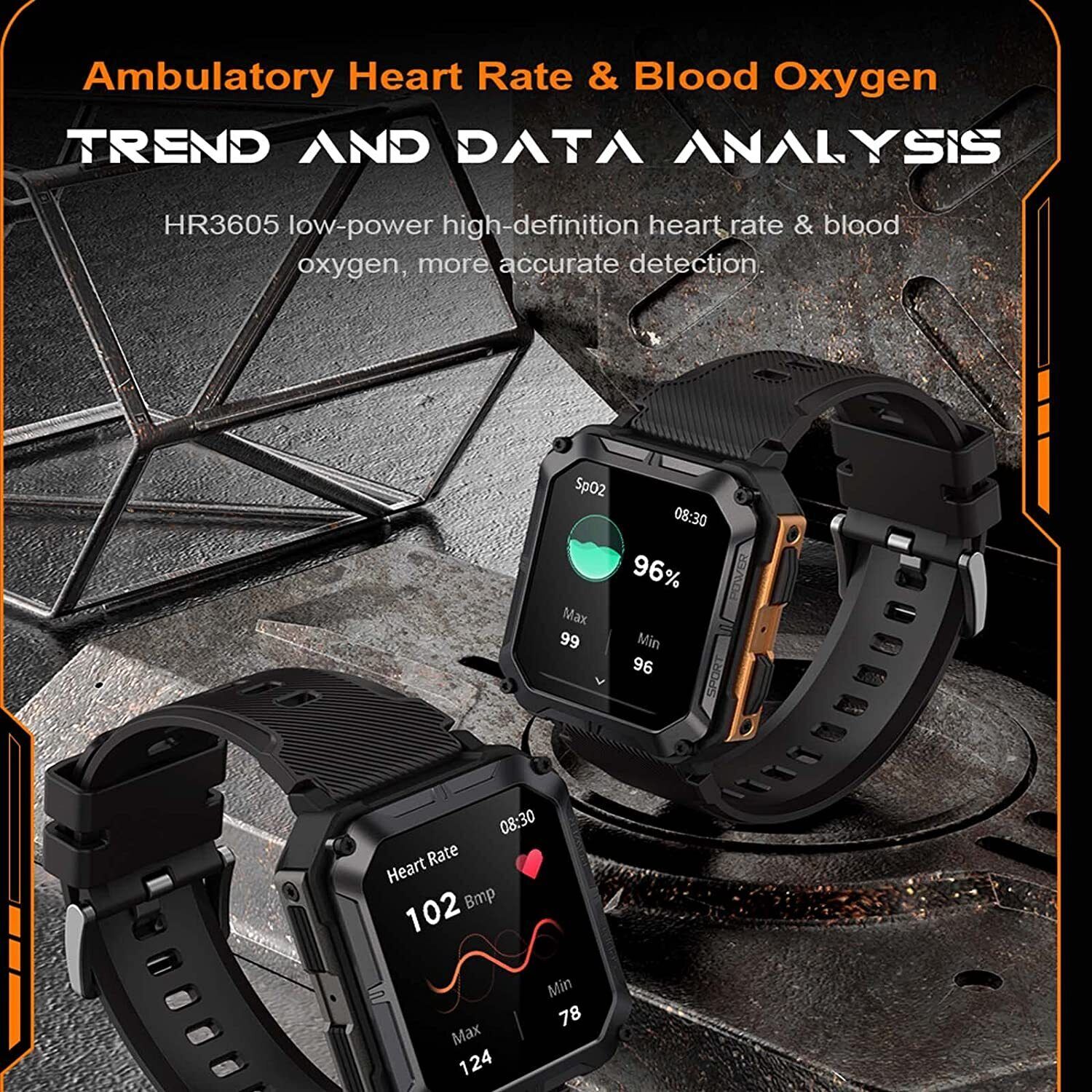 Rugged Military Smart Watch for Men(Answer/Make Calls) Tactical Fitness Tracker