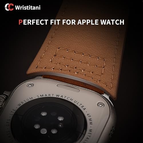 Top Genuine Leather Strap Compatible with Apple Watch Ultra 49mm Men