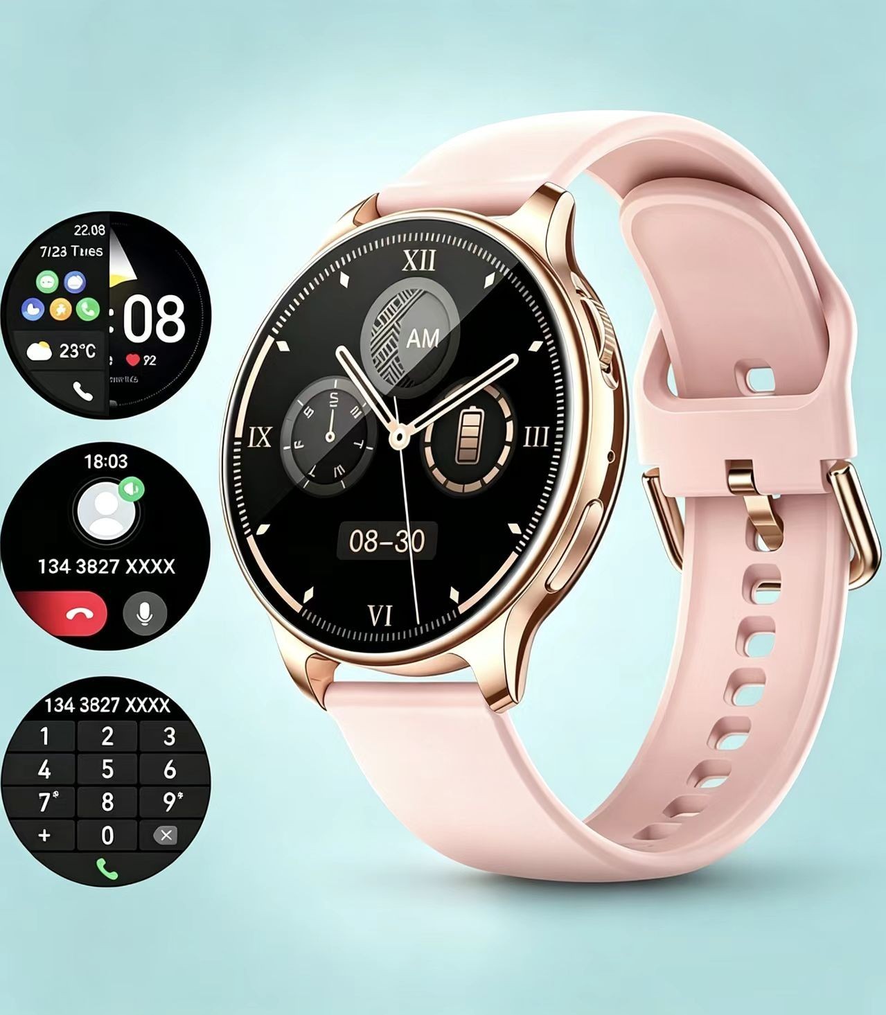 Brand New Women’s Dopamine Sports Smart Watch with Pink Rubber Strap 52mm