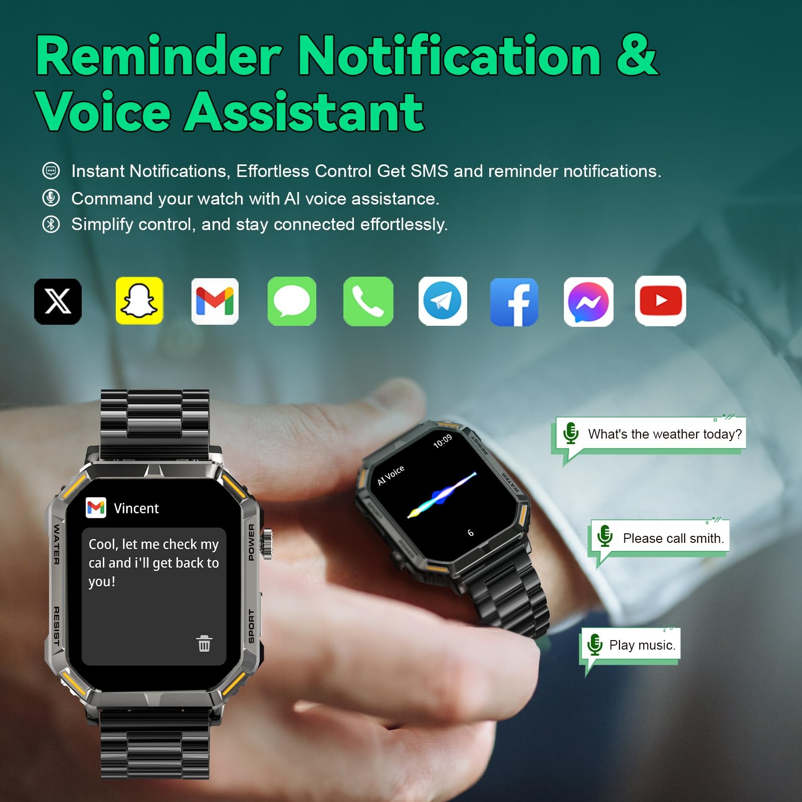 Homailida Smart Watch for Men, 1.96″ Display, 200+ Sports, 1.96 inch, Black