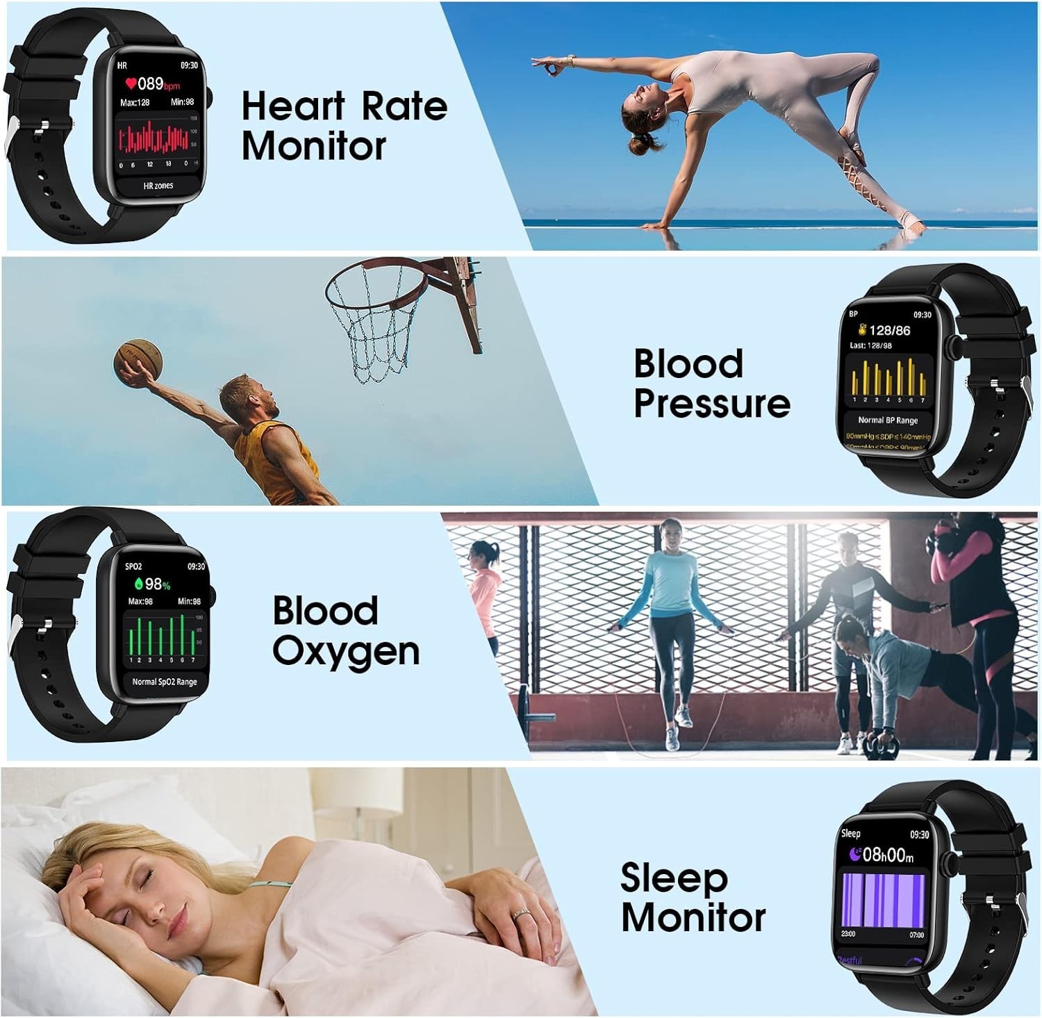 Waterproof 1.9″ Smart Watch – Heart Rate & Sleep Tracker for iOS/Android