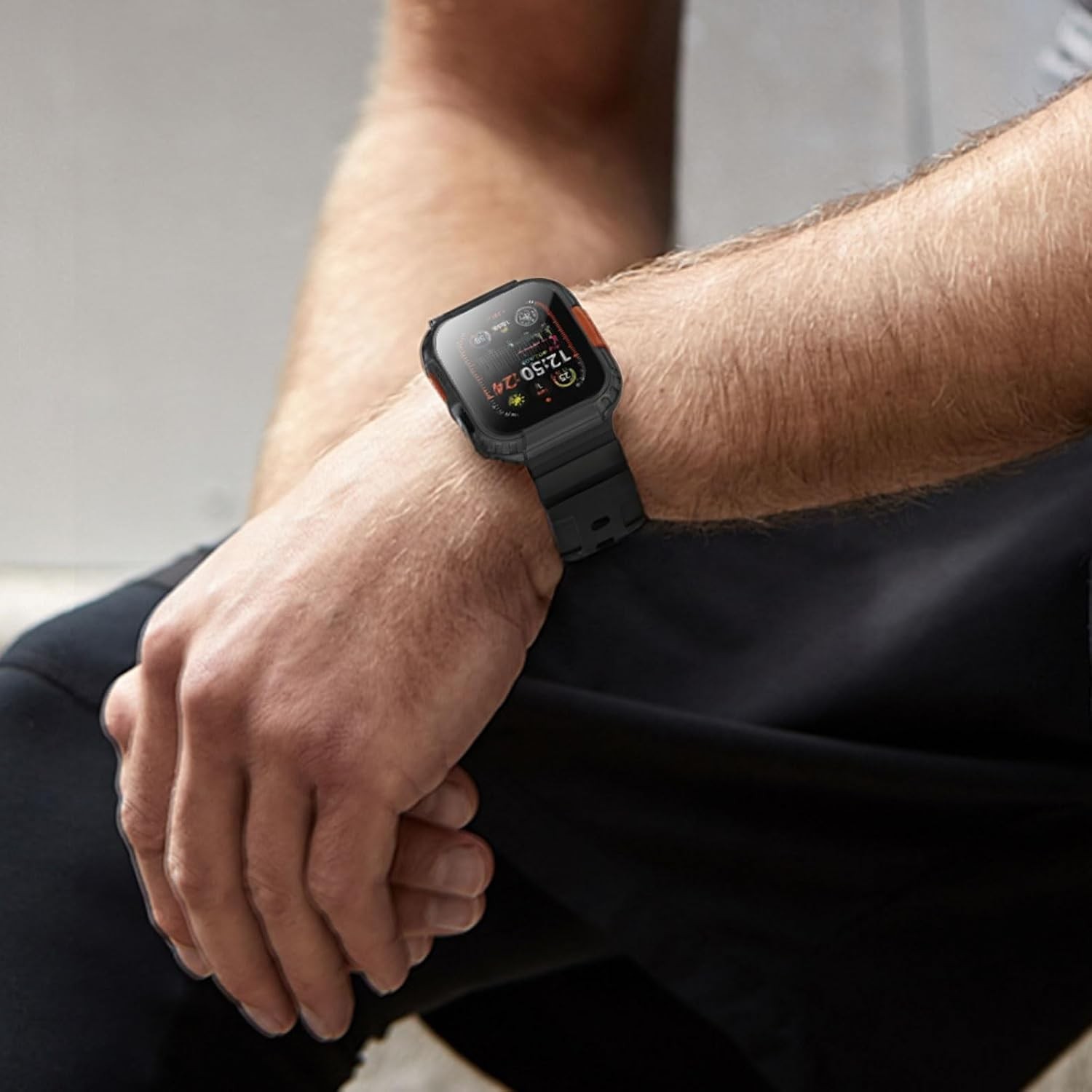 Durable Black Waterproof Case for 46mm Apple Watch Series 10 11 with Glass Prote