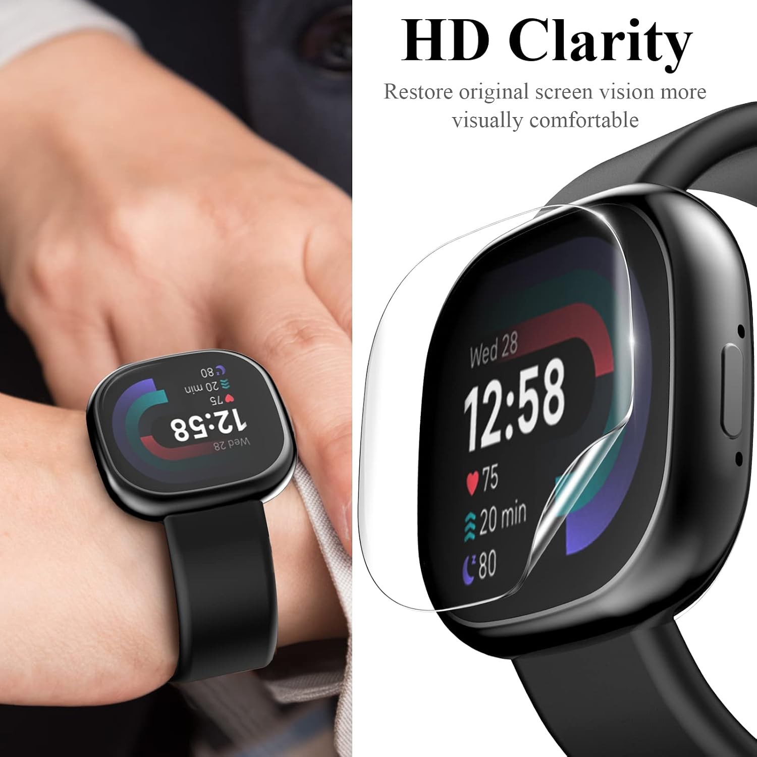 6 Pack Screen Protector for Fitbit Versa 4/Sense 2 Flexible Film HD Clear